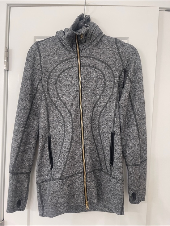 lululemon athletica Jackets & Blazers - lululemon athletica Heather Gray Full-Zip Hoodie with Gold Zipper